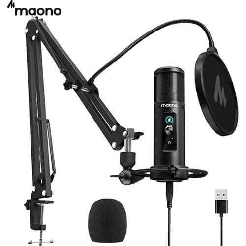 MAONO PM422 USB Microphone Zero Latency Monitoring 192KHZ/24BIT Professional Cardioid Condenser Mic with Touch Mute Button