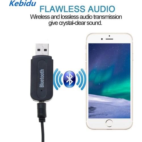 Kebidu Portable Wireless USB Bluetooth Music Receiver Stereo Dongle 3.5mm Jack Audio Cable for Speaker for iPhone 6 for xiaomi