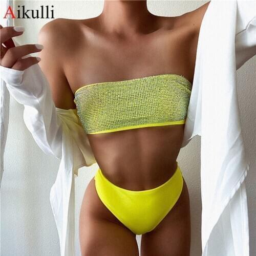 High Waist Bikini Set Sexy Bandage Swimwear For Women Two piece Bikini Swimsuit 2020 Mujer Biquini Bathing Suit Female Beachwear