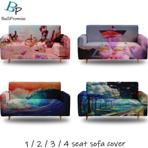 Colourful Cartoon Sweet Candy Land Slipcovers Elastic Couch Sofa Cover for Living Room Bedroom Home Decoration 1/2/3/4-Seater