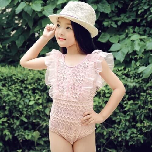 Girls Bathing Suit 2019 Girl Swimwear One Pieces Swimsuit Kids For Fused Baby New Children At Lovely Solid Polyester Lycra