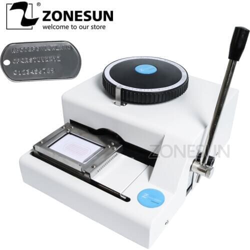 ZONESUN 52 Characters Dog tags machine embossing machine Military Stamping machine steel manual card metal embosser number