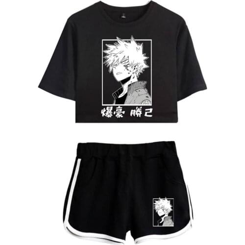 My Hero Academia Bakugou Katsuki Cosplay Costume Uniform Outfit Shirt+Shorts Halloween Carnival Suit