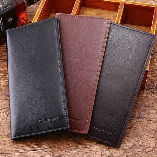 Man Leather Wallet Concise Money Bag Huge Capacity Thin Coin Purse Coin Card Holder Fashion 2020 Male Long Handbags Male clutch