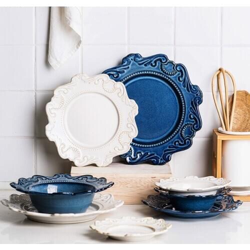 Tableware Set Ceramic Plate Western Food Plate Dish Fruit Dessert Plate European Creative Style Kiln Glaze Process Tableware