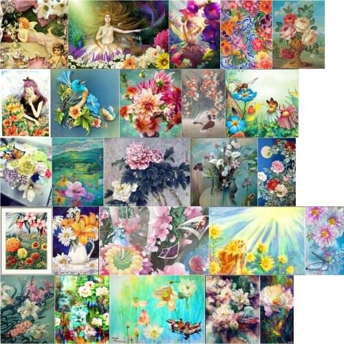 Flowers 14CT 18CT DIY Cross Stitch Embroidery Kits Craft Needlework Set 11CT Printed Canvas Cotton Thread Scenery
