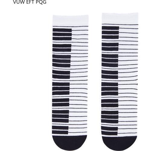 Boy and girl socks cartoon piano keyboard illustration Harajuku style tube cotton socks street beats