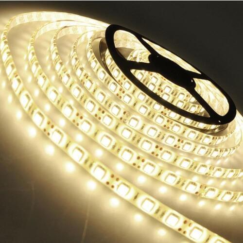 NEW 5M 12V 5A Waterproof IP65 Warm White 3000K 300 LEDs 5050 SMD LED Flexible Strip Light Rooms decoration