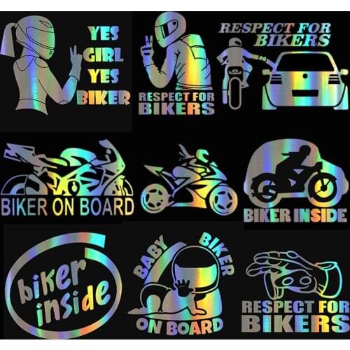 The Hottest Selling Respest for Bikers Warning Sign Car Sticker Waterproof Motorcycle Window Stickers PVC 14cm X 19cm