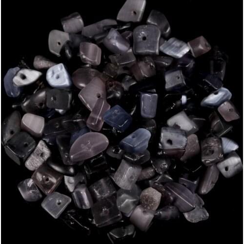 Natural Black Cat Eye Gravel Shape Opal Irregular Stone For Jewelry Making 15 Inches Bracelet Necklace Decoration Loose Beads