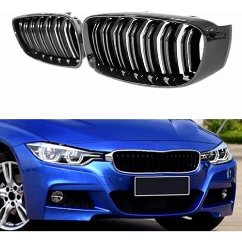 1Pair Auto Front Grilles Glossy Black Grills 51137294803 51137294804 for BMW 3 Series F34 GT 14-16