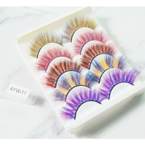 Mix color individual eyelashes soft natural eyelash extension mink lashes 10 colored false lashes makeup beauty false eyelashes