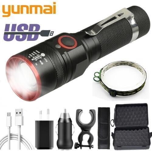 Led Flashlight XM-L T6 USB Rechargeable 18650 Battery Torch 3000lm Aluminum Waterproof 3 Mode Lantern for Cycling Camping Litwod