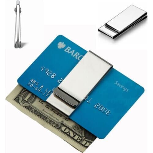 Stainless Steel Slim Double Sided Men Women Money Clip Wallet Metal Credit Card Money Holder Bill Steel Clip Clamp Portable