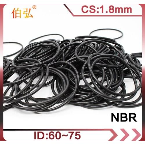 Nitrile Rubber O-Ring 10PCS/lot Black NBR Sealing CS1.8mm ID60/63/65/67/75mm O-Ring Seal Gasket Ring