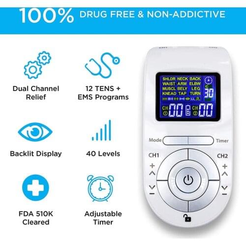 Ems tens unit digital therapy machine for back massage,12 Modes Electronic Pulse Massager for Pain Relief Therapy