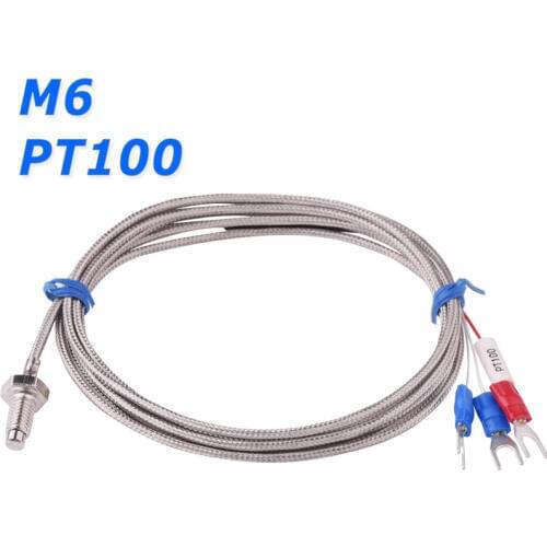 Screw M6 Bolt Head PT100 RTD Resistance Temperature Detector Thermal Sensor 3 Wires Cable for Boiler Oven Temperature Controller