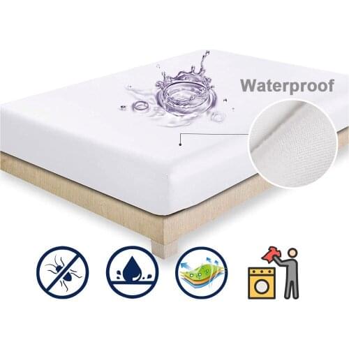 Waterproof Mattress Protector Solid White Color Breathable Fitted Sheet Elastic Band Mattress Cover Pad Anti-mite Bed Sheet