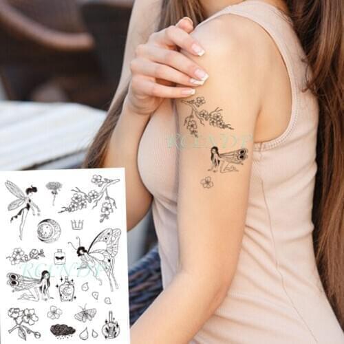 Waterproof Temporary Tattoo Stickers Butterfly dragonfly fairy flower Fake Tatto Flash Tatoo hand foot arm for kid women men