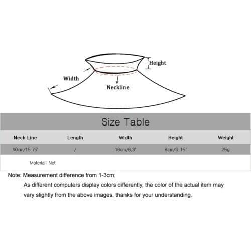 Women Victorian Mesh Ruffled Fake Stand Collar Tulle Button Clown Choker Shawl Y1QD