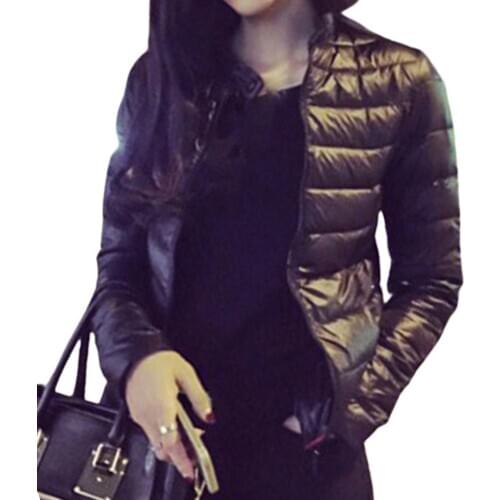 Women Winter Windproof Lightweight Solid Slim Short Warm Jacket Basic Outwear