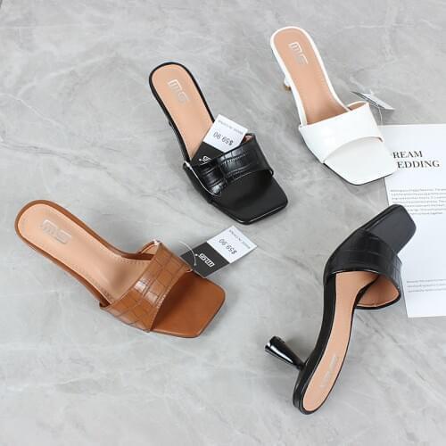 Womens shoes 2021 summer new high heeled sandals with one line back space comfortable going out sexy thin heeled sandals 36-41