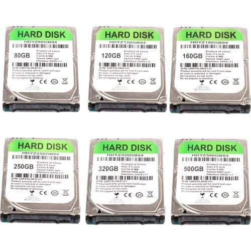 2.5 inch SATA III 5400 RPM Hard Drive with 80GB 120GB 160GB 250GB 320GB 500GB Internal HDD for Laptop PC Computer New