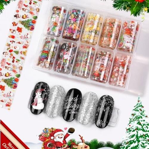 10pcs DIY Christmas Nails Stickers Snowflake Starry Sky Wraps Women Beauty Decor Skillful Design and Exquisite Appearance