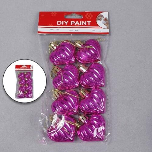 10pcs/lot Heart Shape Ball For Christmas Tree Hanging Accessories Ornament Plastic Pendant Room Baubles Xmas New Year Decoration