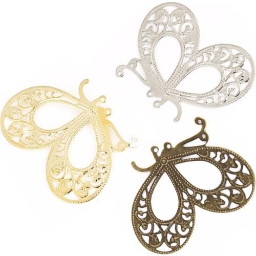 10pcs Fashion Howllow Butterfly Filigree Metal Charm Pendants 3x18mm Crafts DIY Accessories Jewelry Making Findings & Components