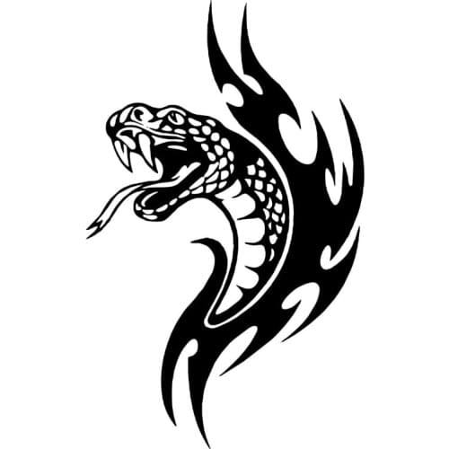 11.2*17.8CM Tribal Viper Snake Head Car Styling Decal Flame Creative Car Sticker Accessories Black/Silver C9-1923