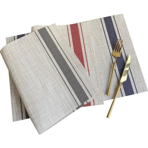 2Pcs Washable Placemats forDining Table Imitation linen pvc placemat Mat Non-slip Placemat Set Cup Coaster Kitchen Accessories