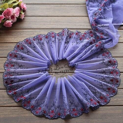 2yards/lot 17cm wide Embroidered Tulle Lace trim mesh lace trim ~Veronica+red~beautiful