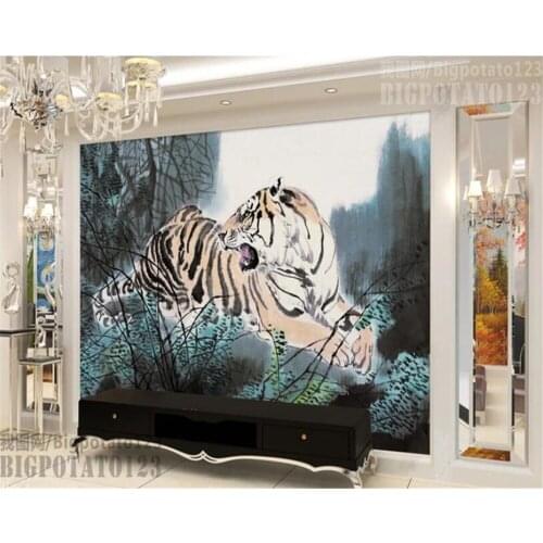 Beibehang Domineering Tiger Mural Wallpapers porch animals 3d photo wallpaper TV background home decoration papel de parede 3d