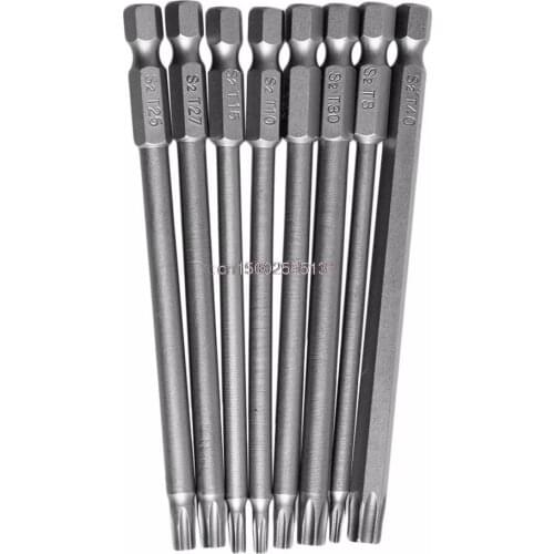 8Pcs T8-T40 100mm Magnetic Torx Screwdriver Bits 1/4" Hex Shank New