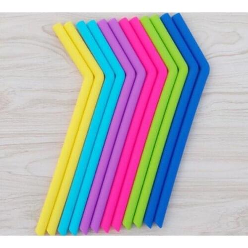 9 Color Silicone drinking straws for cups food grade 25cm silicone straight bent straws straws drinking starws