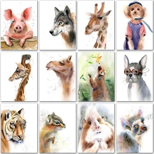 Full Round Diamond mosaic Full Square Diamond embroidery Cross stitch 5D DIY Diamond painting giraffe tiger animals Cartoon art