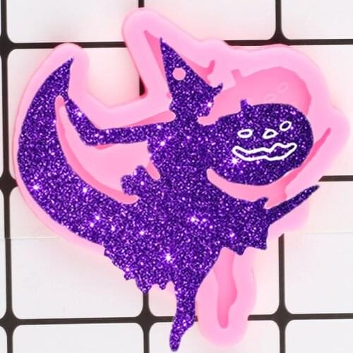 Shiny Glossy Halloween Witch Epoxy Resin Craft Keychain Silicone Mold Pendant Polymer Clay Moulds DIY Handmade Charms Mould