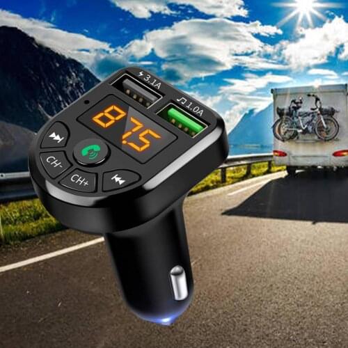 Bluetooth 5.0 FM Transmitter Car Kit MP3 Modulator Wireless Audio Handsfree Charger Receiver Player Fast Dual USB 3.1A M6C0