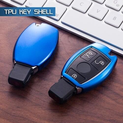 Blue Key Cover Fob Case TPU Smart Soft Protective for Mercedes A B C E G GL ML Class