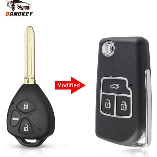 Dandkey Modified 2/3 Buttons Flip Remote Key Case Fob Toy43 For Toyota Avlon Crown Corolla Camry RAV4 Reiz Yaris Prado Key Shell