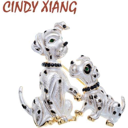 CINDY XIANG New Arrival Enamel Mom And Kids Dog Brooch Cute Animal Pin Small Puppy Brooches 2 Colors Available