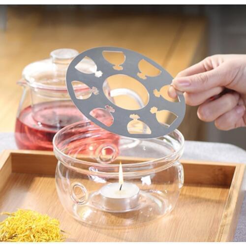 Flower Teapot Candle Holder Transparent Holder High Borosilicate Glass Heat Preservation Holder Durable Household Restaurant
