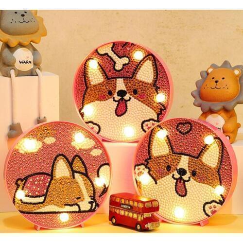 DIY Diamond Painting Night Light Lamp Cute Dog Diamond Crystal embroidery Painting Lamp for Home Bedroom Decoration