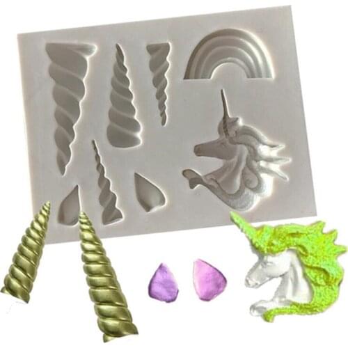 Unicorn Cloud Horn Ear Silicone Cake Mould Horse Shape Silicone Mold DIY Fondant Cake Baking Tool Handmade Clay Crafts