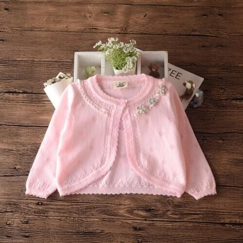 Cotton Daisy Flower Baby Girl Sweater Cardigan Pink Baby Jacket Outerwear Sweet Outerwear Toddler Infant Clothes 205046