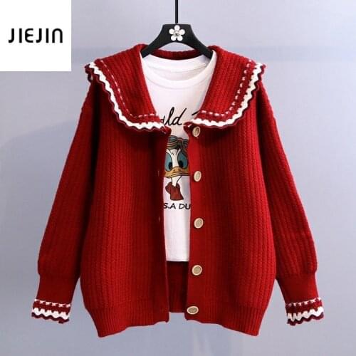 Retro Red Cardigan Sweater Women Top 2021 Fall Winter Knitted Sweater Coat Good Quality Female Casual Korea Fashion Outerwear