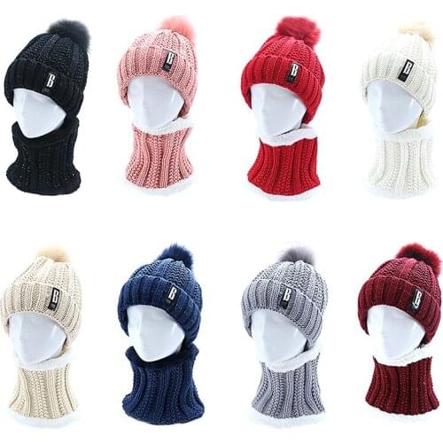 Colorful Winter Knitted Beanies Hats Women Thick Warm Beanie Skullies Female Knit Letter Bonnet Beanie Caps Outdoor Riding Sets
