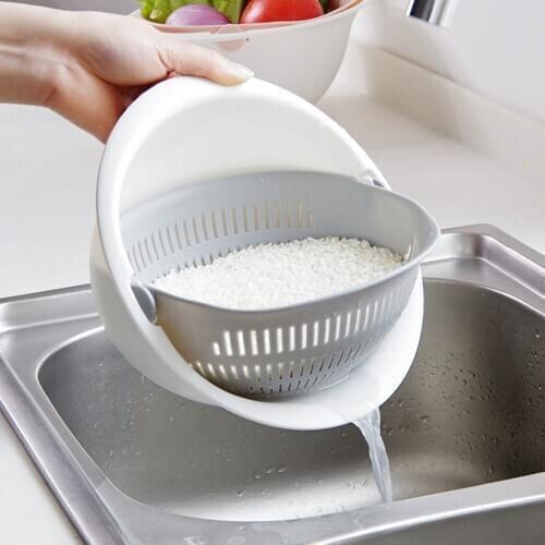 Kitchen Silicone Double Drain Basket Bowl Washing Storage Basket Strainers Bowls Drainer Vegetable Cleaning Colander Tool