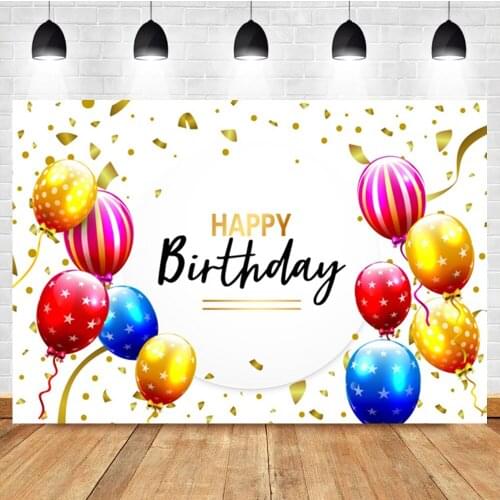 Laeacco Colorful Balloons Stars Baby Birthday Banner Custom Photography Backdrop Photographic Photo Background For Photo Studio